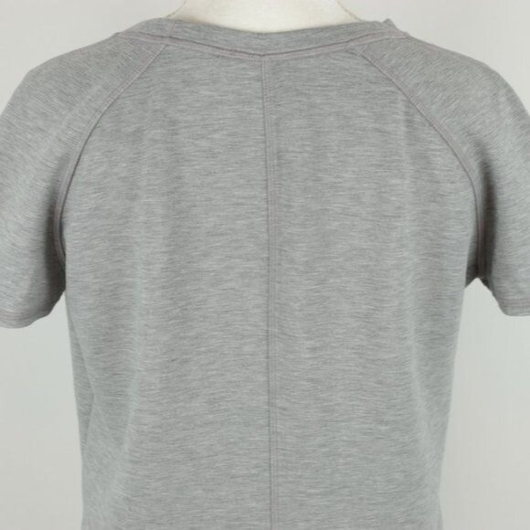 Athleta Women's Small Gray Heather White Knit Scoop Neck Short Sleeve Tee - Picture 4 of 8